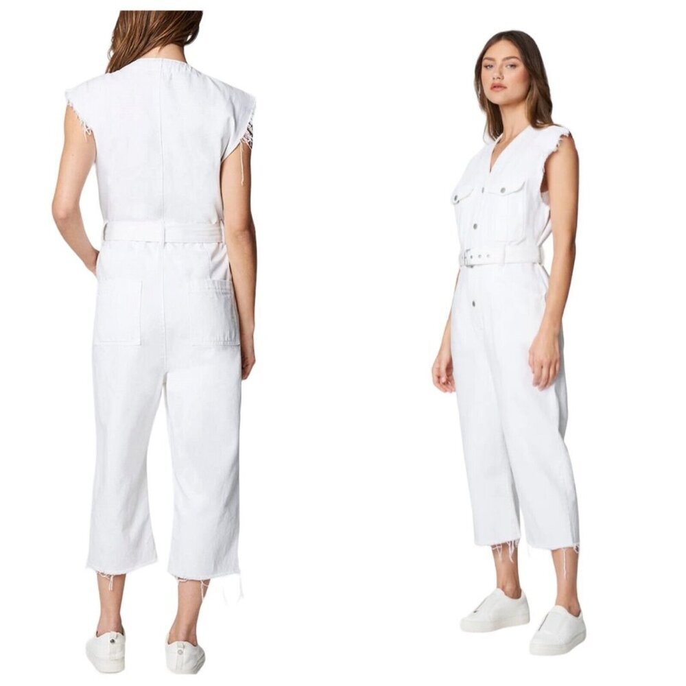 Blank NYC Womens Size S White 'Head in the Clouds' Sleeveless‎ Belted Romper - Picture 2 of 10